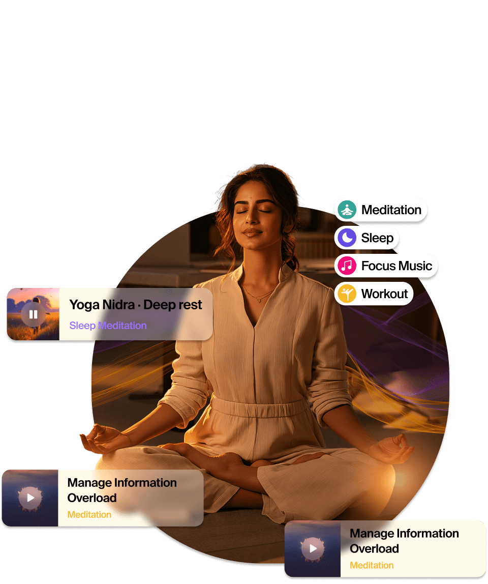 Team member meditating with in-app session categories